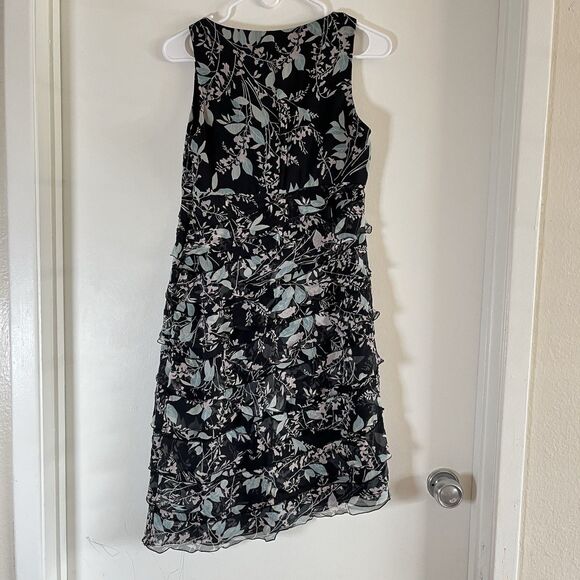 ARMANI COLLEZIONI Silk Knee Length Italy Dress Sz 4 Tiered Ruffles Asymmetrical - Picture 2 of 12